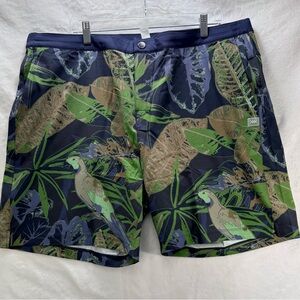 Rhone Barrier Swim Shorts XXL Tropical Floral Green Blue 6" Inseam Retail $104
